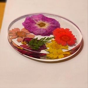 Handemade CustomResin Flower/Floral Glitter Coaster Set-Home Decor